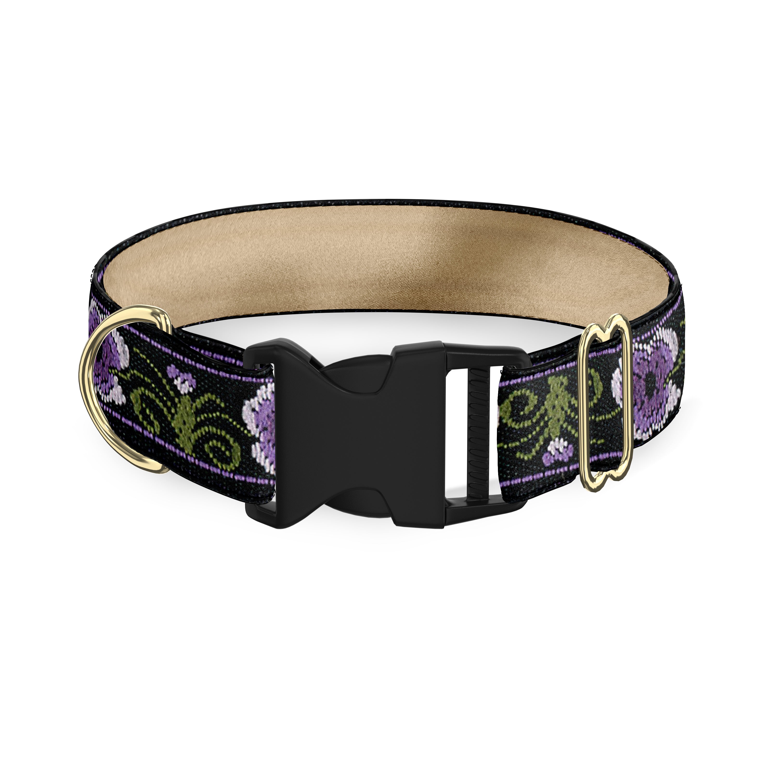 Pansies Purple Dog Collar